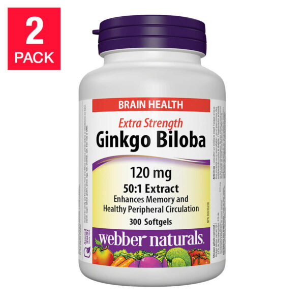 webber naturals Ginkgo Biloba 120mg -- 2 x 300 Softgels