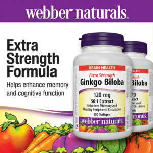 webber naturals Ginkgo Biloba 120mg -- 2 x 300 Softgels